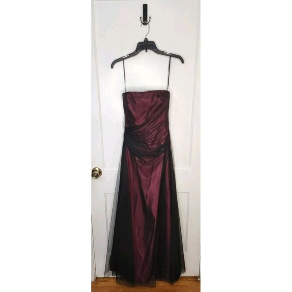 Size 4 Vera Wang Maroon Black Acetate Taffeta Evening Gown Dark Romantic - Picture 1 of 7